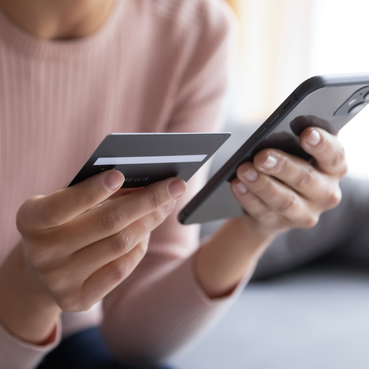 Woman With Credit Card And Phone 1200X1200